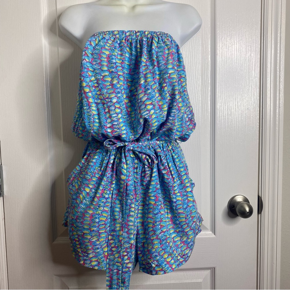 Lilly Pulitzer Strapless Colleen Romper Clam Jam